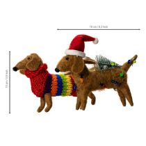 Product Decorative Dachshund Dog Ornament for Christmas Tree, 16cm, 2 Pieces