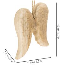Product Wooden Angel Wing Pendant for Hanging Decoration 12cm