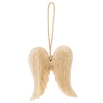 Product Wooden Angel Wing Pendant for Hanging Decoration 12cm