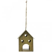 Product Christmas hanger metal house vintage gold H9.5cm 3pcs