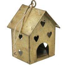 Product Christmas hanger metal house vintage gold H9.5cm 3pcs