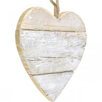 Heart made of wood, decorative heart for hanging, heart decoration white 24cm
