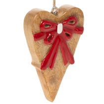 Product Wooden heart with bow, hanging heart, 14cm, 3 pieces