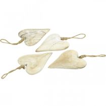 Product Heart made of wood, decorative heart for hanging, heart decoration H10cm 4 pcs