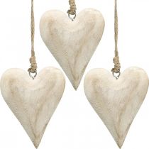 Product Heart made of wood, decorative heart for hanging, heart decoration H13cm 4 pcs