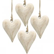 Product Heart made of wood, decorative heart for hanging, heart decoration H10cm 4 pcs