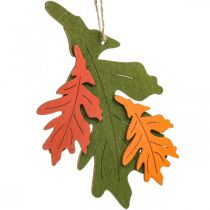 Autumn deco pendant wood leaves oak leaf 17cm 6pcs