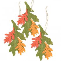 Autumn deco pendant wood leaves oak leaf 17cm 6pcs