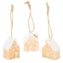 Product Gingerbread House Ceramic Hanging Decoration Winter Christmas Decoration 6cm 3pcs