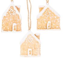 Product Gingerbread House Ceramic Hanging Decoration Winter Christmas Decoration 6cm 3pcs