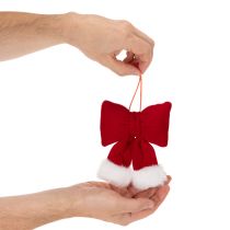 Product Fabric bow made of flannel with plush trim, for hanging, 15cm