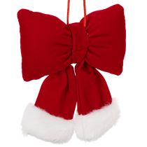 Product Fabric bow made of flannel with plush trim, for hanging, 15cm