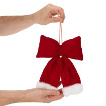 Product Decorative flannel bow with plush trim for hanging, 25cm