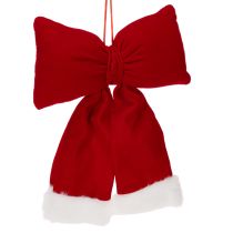 Product Decorative flannel bow with plush trim for hanging, 25cm