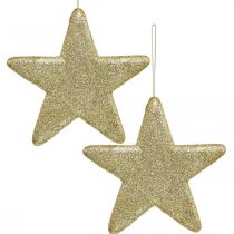 Christmas decoration star pendant golden glitter 18.5cm 4pcs
