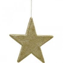 Christmas decoration star pendant golden glitter 30cm 2pcs