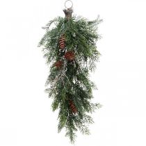 Product Artificial Christmas branches for hanging, fir branch decoration, cypress branches with cones, door wreath, wall decoration, window decoration, plastic, durable, 60cm