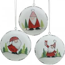 Christmas pendant gnome metal tree decoration Ø8cm 6pcs
