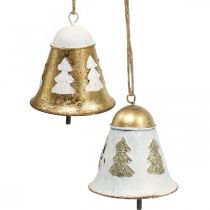 Product Christmas Bells Vintage Christmas Decoration Golden White 2 Pcs