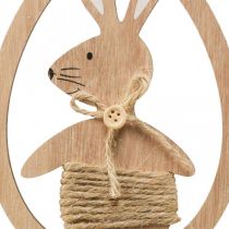 Decorative pendant wooden Easter decoration rabbit in the egg 9×1.5×23cm 6 pieces