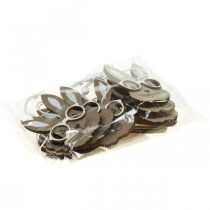 Product Wooden pendant rabbit with glasses carrot brown beige 4×7.5cm 9pcs