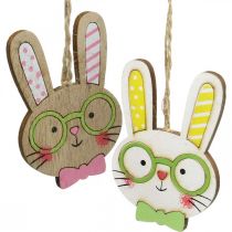 Funny Easter bunny decoration wooden bunny head to hang 7.5cm 12pcs