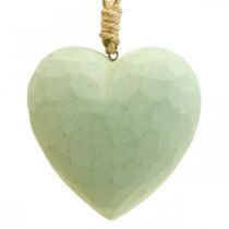 Wooden heart deco hanger heart made of wood deco green 12cm 3pcs