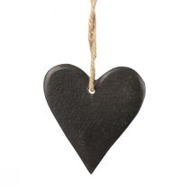 Product Hanging decoration slate heart decorative hearts black 7cm 6pcs