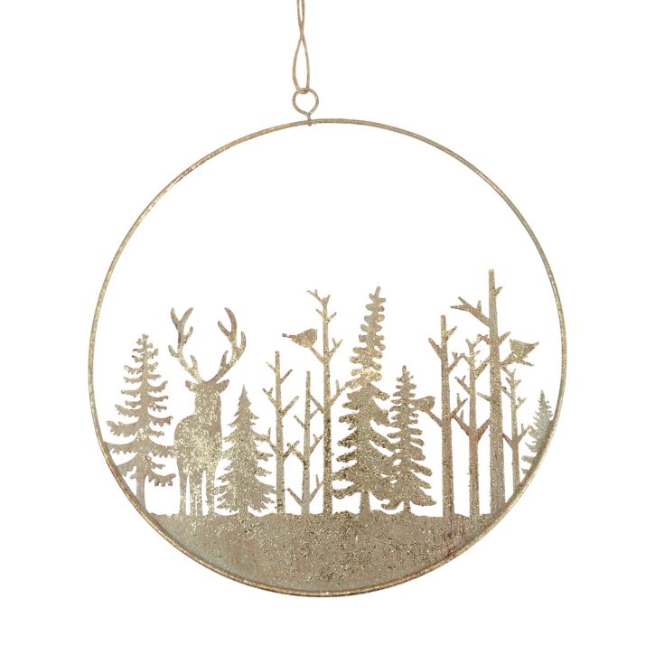 Product Decorative ring metal forest deer decoration vintage gold Ø22.5cm