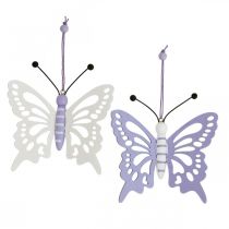Product Deco hanger butterflies wood purple/white 12×11cm 4pcs