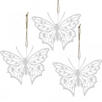 Butterfly decoration hanging vintage metal decoration white 15×12cm 3pcs