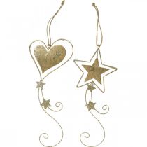 Product Christmas decoration pendant Christmas golden heart star 4pcs