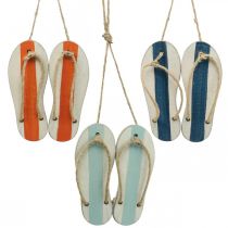 Deco flip flops hanging decoration maritime orange/blue H15cm 3pcs