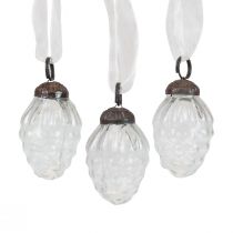 Christmas decorations glass decorative hangers glass cones 3×4.5cm 12pcs