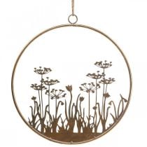 Product Wall decoration flowers metal decoration for hanging gold antique Ø38cm