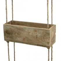 Plant boxes on a rope, hanging shelf for planting, wood decoration natural colors L98cm W30cm