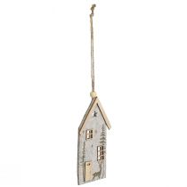 Product Christmas decoration felt houses, beige, 15cm, set of 6