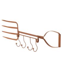 Product Rusty metal hook rail, decorative hay fork, garden decoration, 4 hooks, 62cm