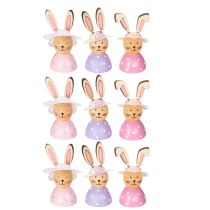 Product Easter bunny table decoration for spring, decorative bunnies with hats, 7cm, 9 pieces