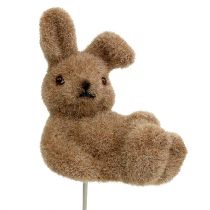 Product Rabbit flocked on wire brown 4cm - 6cm 12 pcs