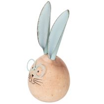 Product Wooden rabbit decorative figures with faces for playful accents on tables and shelves, 14cm, 3 pieces