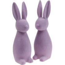 Product Deco Bunny Deco Easter Bunny Flocked Lilac Purple H29.5cm 2pcs