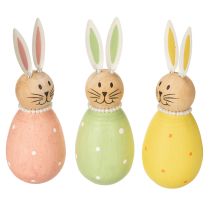 Product Decorative rabbit figurines in an egg design for spring-like home decor, 12cm, 3 pieces