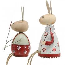 Product Bunny with child edge seater Easter wood, metal H21/23cm set of 2