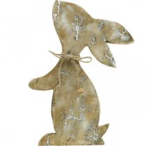 Product Wooden bunny, spring, Easter bunny sitting, Easter decoration with pattern natural, white washed H26cm