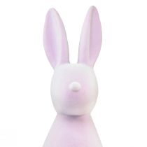 Product Easter bunny decorative bunny standing flocked lilac H47cm