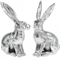 Product Easter Bunny Sitting Silver Rabbit Decorative Figure Easter 13cm 2pcs