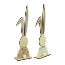 Product Bunnies with glitter wooden bunnies table decoration Easter H36cm 2pcs