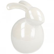 Product Ceramic bunny, easter figure, spring decoration, easter bunny white, mother-of-pearl H17cm