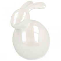 Product Ceramic bunny, easter figure, spring decoration, easter bunny white, mother-of-pearl H17cm